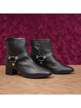 Zadig & Voltaire Wmn Festival Harness Black Leather Moto Boots 5.5-6US EUR36
